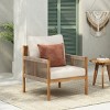 Outdoor Lounge Chair with Rope Weave Sides and Weather-Resistant Cushions, 28" Solid Wood Patio Armchair-3irtyhousy - 2 of 4