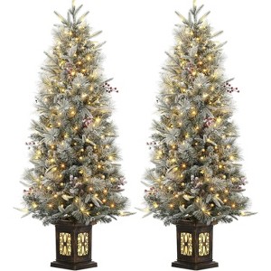 Whizmax 4.5ft Pre-Lit Artificial Holiday Christmas Tree with 200 Lights,Berry Clusters and Light Box for Home Office Decoration - 1 of 4