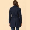 INSPIRE CHIC Women's Notch Lapel Double Breasted Belted Mid Long Outwear Winter Coat - 4 of 4