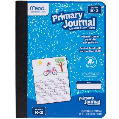 Mead Primary Journal Half Page Ruled Writing Tablet: K-2 Composition Notebook with Picture Space, 200 Pages, Hard Cover