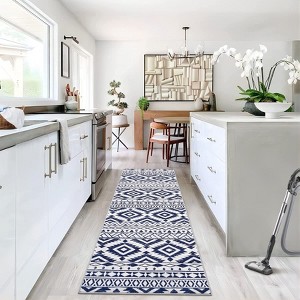 Machine Washable Area Rugs Ultra Thin Boho Vintage Geometric Throw Rugs Non Slip Foldable Floor Cover Stain Resistant Indoor Carpet - 1 of 4