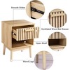 Bedside Table, Wooden Striped Nightstand, Nightstand with Drawers and Open Shelves, for Bedrooms, Living Rooms, Dormitories Small Spaces, Wood Color - 3 of 4