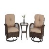 3-Piece Outdoor Swivel Rocker Patio Set – 360° Rotating Chairs with Cushions And Tempered Glass Table-Maison Boucle - 3 of 4