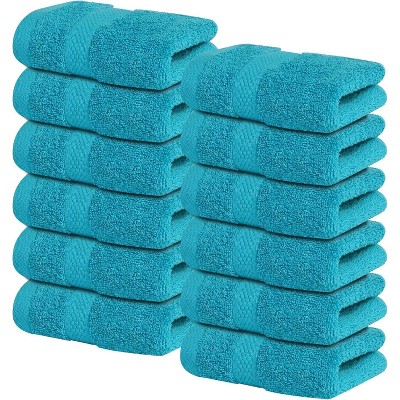 12-Pack Luxury Wash Cloths for Showering, 100% Cotton Soft and Absorbent Face Tow