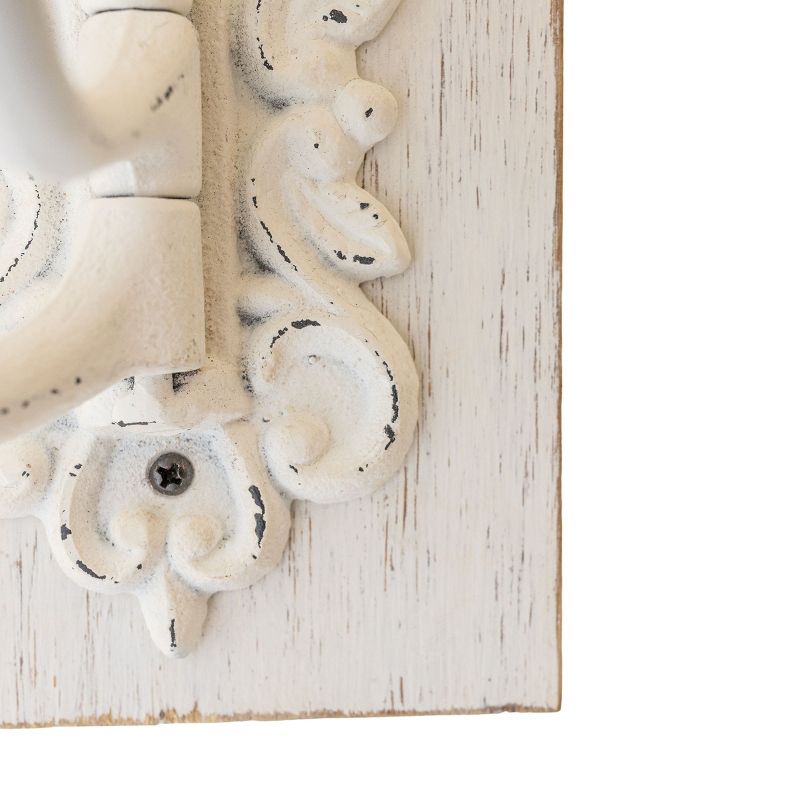 3 Hook Wall Hanger White Wood & Cast Iron by Foreside Home & Garden, 5 of 8