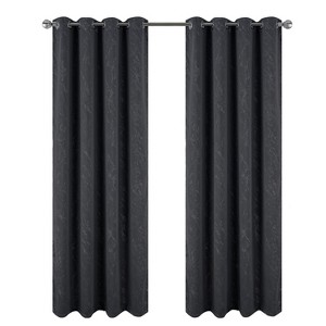 RT Designer Collection Heidi Halo Foil Blackout Luxurious Decorative Grommet Curtain Panel 54" x 90" Black - 1 of 4