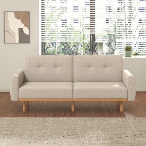 JUJABU Convertible Loveseat Memory Foam Futon Sofa Bed, 79'' Tan - 1 of 4
