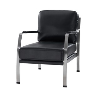 Enea Modern Genuine Leather Armchair With Flat Iron Legs| HULALA HOME - 1 of 4