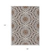 Chocolate Ivory And Taupe Floral Medallion Washable Indoor Outdoor Area Rug - 3 of 4
