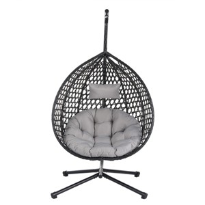 Patio Swing Egg Chair With Stand,PE Rattan Egg Chair,Hanging Basket Chair,Hammock Chair -Maison Boucle - 1 of 4
