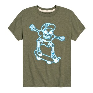 Boys' - Instant Message - Neon Skateboarding Skeleton Short Sleeve Graphic T-Shirt - 1 of 4