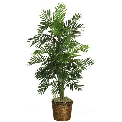 4.6ft Artificial Areca Palm Silk Tree in Basket - Nearly Natural