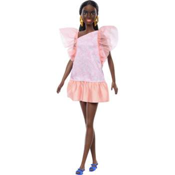 Barbie Fashionista Doll Peach Puffy Sleeves Dress