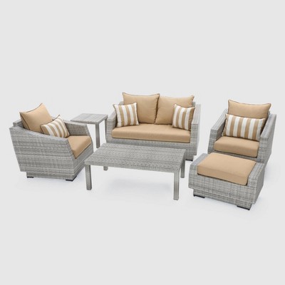 Cannes 6pc Love & Club Seating Set - Maxim Beige - RST Brands