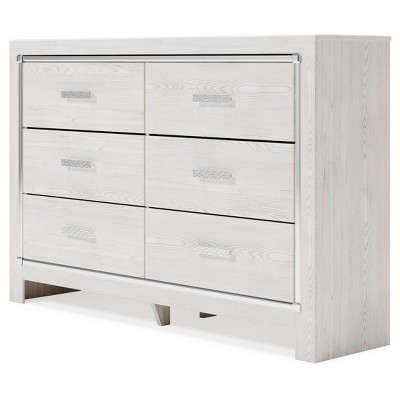 White Pearlized 6-Drawer Glam Double Dresser