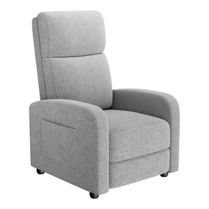 Coucheta Linen Fabric Manual Recliner Chair, with Side Pocket, High Backrest, Thick Cushion, Adjustable Push Back Recliner,Lazy Lounge Chair - 1 of 4