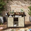 PAKASEPT 2-Tier Shelf Outdoor Wicker Bar Cart, Buffet Cabinet with Storage, Kitchen Island Rolling Cart with Spice Rack - 4 of 4