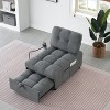 ModernLuxe Convertible Chaise Lounge Sofa Bed Sleeper Lazy Sofa Teddy Upholstered Accent Chair Reading Couch, Beige/Orange/Gray - 2 of 4