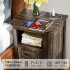ZACHVO 18Inch Farmhouse Nightstand with Charging Station, 2 Drawers & Metal Handles – Black Wooden Bedside/End Table - 3 of 4