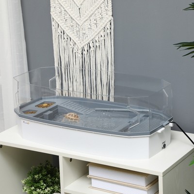 Clear and White Turtle Tank Kit with Filtration and Basking Platform