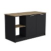 NicBex 2 Open Shelves Kitchen Island Cart with 2 Cabinets,Kitchen Island with Storage,Modern Kitchen Table,Island Table for Kitchen,Black+Light Oak - 4 of 4