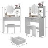 NicBex Makeup Vanity Set with Padded Stool,Vanity Table with 17"Round Touch Switch LED Mirror,Multi-layer Storage Dressing Table for Small Space - 3 of 4