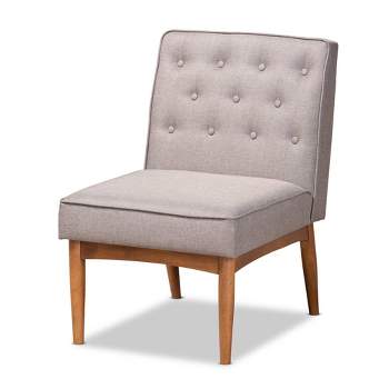 Riordan Fabric Upholstered and Wood Dining Chair Gray/Walnut Brown - Baxton Studio