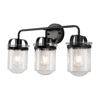 GreenEver 3-Light Modern Sconce, Clear Glass Shade, Industrial Fixture for Bathroom, Living Room, Bedroom, Kitchen, E26 Socket [No Bulb]