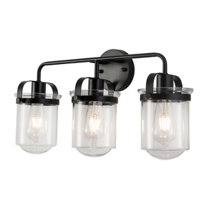 GreenEver 3-Light Modern Sconce, Clear Glass Shade, Industrial Fixture for Bathroom, Living Room, Bedroom, Kitchen, E26 Socket [No Bulb] - 1 of 4