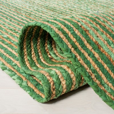 Handmade Green and Natural Rectangular Jute Area Rug 8' x 10'