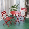 VYNXARIA 3 Piece Patio Bistro Set of Foldable Round Table and Chairs, Red - 2 of 4