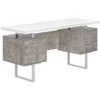 Vynxaria 60-inch White-Grey Computer Desk Writing Desks with Grey Metal Base Reversible Laptop Setup Storage Drawers for Work - 2 of 4