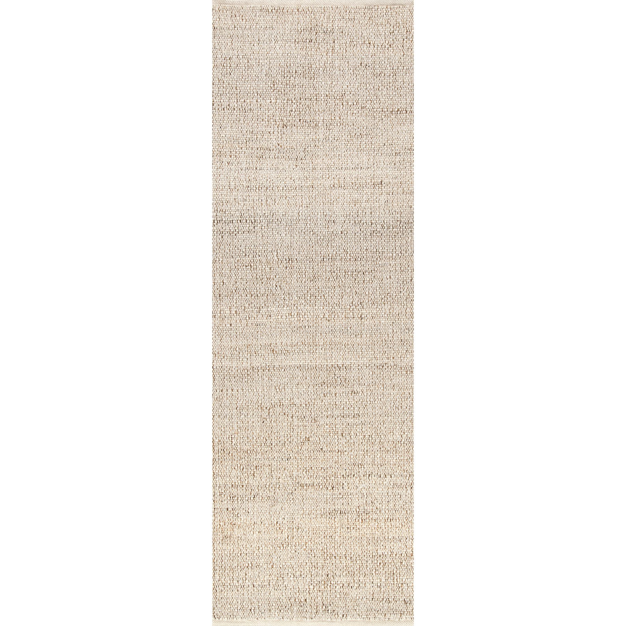 Nuloom 2x10 Elfriede Jute & Cotton Hand Woven Indoor Area Rug, Natural, Solid Rustic Farmhouse Style Natural Fiber Bedroom, Living Room,