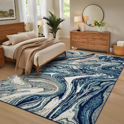 Washable Abstract Runner Rug, Non-Slip Stain-Resistant Carpet for Hallway Kitchen Bedroom Entryway Bathroom