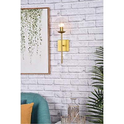 Elegant Neri Dimmable Brass and Clear Glass Globe Wall Sconce