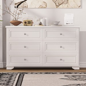 NicBex Wooden 6 Drawers Dresser,Vintage Style Dressers for Bedroom,Living Room,Hallway,Elegant Cabinet with Metal Handles,White Dresser - 1 of 4