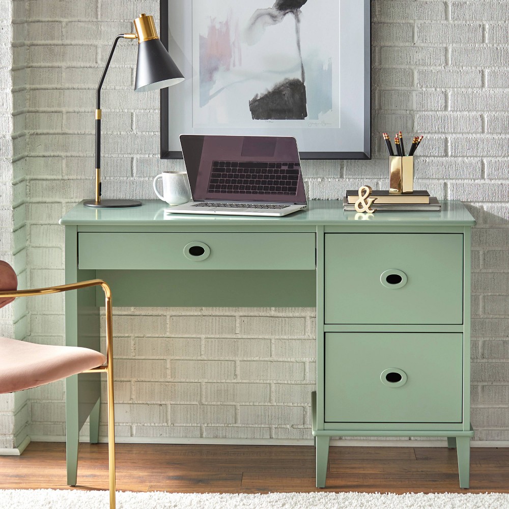 Buylateral Jamie 3 Drawers Student Writing Desk Mint Green
