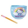 Silver Buffalo Sanrio Hello Kitty Rainbow 20 Ounce Ceramic Ramen Bowl with Chopsticks - 2 of 4