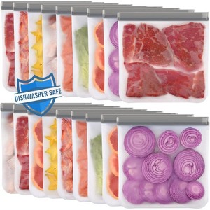 Reusable Gallon Freezer Bags, BPA Free, Extra Thick Leakproof Dishwasher Safe Food Storage Bags - 1 of 4