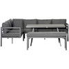 Outsunny 4 Piece Patio Furniture Set, Outdoor L-Shaped Sectional Sofa with 2 Couches, Bench, Dining Table, Cushions, Aluminum Conversation Set, Gray - 4 of 4