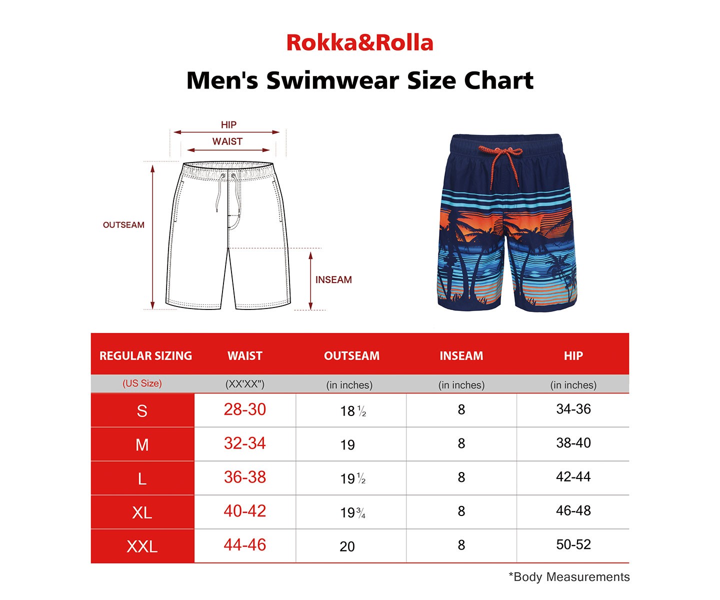 Rokka&Rolla Men's 8'' Swim Trunks-Tropical Palm, size Large — фото 2