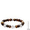 Steeltime Men's genuine tiger eye beaded bracelet and stainless steel St. Benedict and cross charms. Color Option: Silver, Gold - 3 of 4