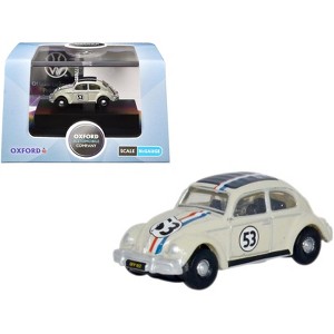 Volkswagen Beetle #53 Beige with Stripes and Black Top 1/148 (N) Scale Diecast Model Car by Oxford Diecast - 1 of 3