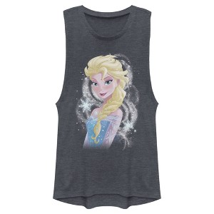 Juniors Womens Frozen Elsa Sparkle Profile Festival Muscle Tee - 1 of 3