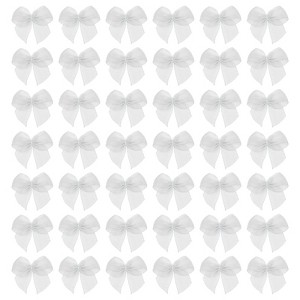 Unique Bargains Craft DIY Gift Packaging Accessories Satin Mini Flower Bows - 1 of 4