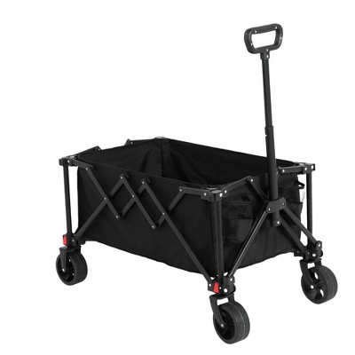 Vynxaria Folding Wagon Cart with All-Terrain Wheels, Heavy-Duty Build, Adjustable Handle, Perfect for Camping, Shopping, Sports, Fishing