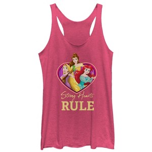 Women's Disney Princesses Valentine Strong Hearts Racerback Tank Top - 1 of 3