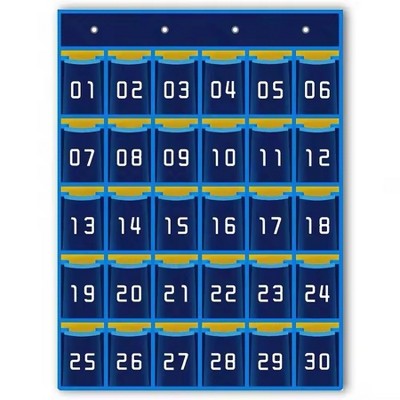 Kore Design Hanging Cell Phone Pocket Storage Classroom Organizer, 30-Pockets, Blue/Yellow