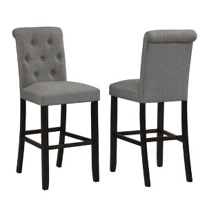DSVIMOY Counter and Bar Stool Solid Wood Tufted Set of 2 for Modern Dining Spaces, Gray, 45.83"*12.5"*17.35" - 1 of 4