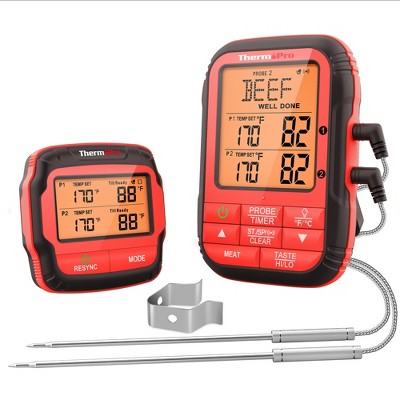 Thermopro Tp17w Digital Meat Thermometer With Dual Probes And Timer Mode  Grill Smoker Thermometer With Large Lcd Display : Target